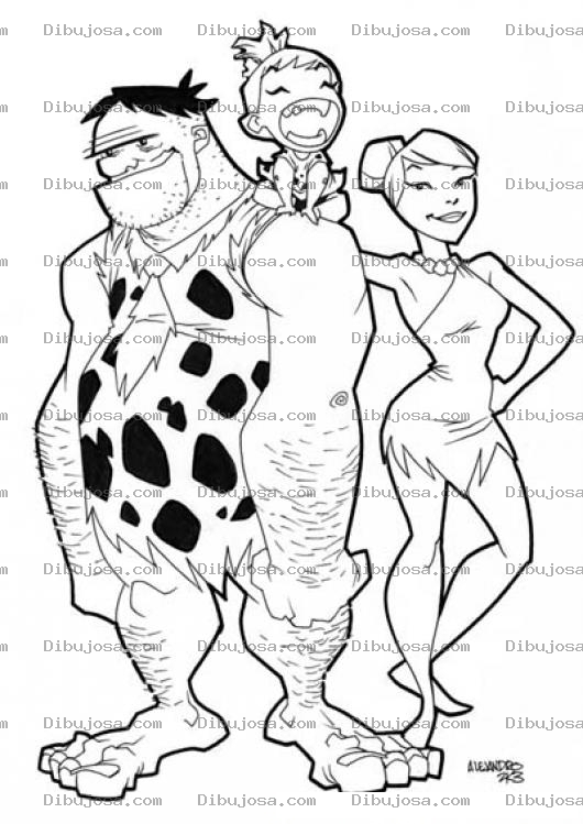 Dibujo para colorear Dibujo De Pedro Picapiedra Con Vilma Y Pebbles Para Pintar Y Colorear