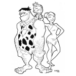 Dibujo para colorear Dibujo De Pedro Picapiedra Con Vilma Y Pebbles Para Pintar Y Colorear