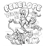 Dibujo para colorear Dibujo De Penelope En Motoneta Para Pintar Y Colorear