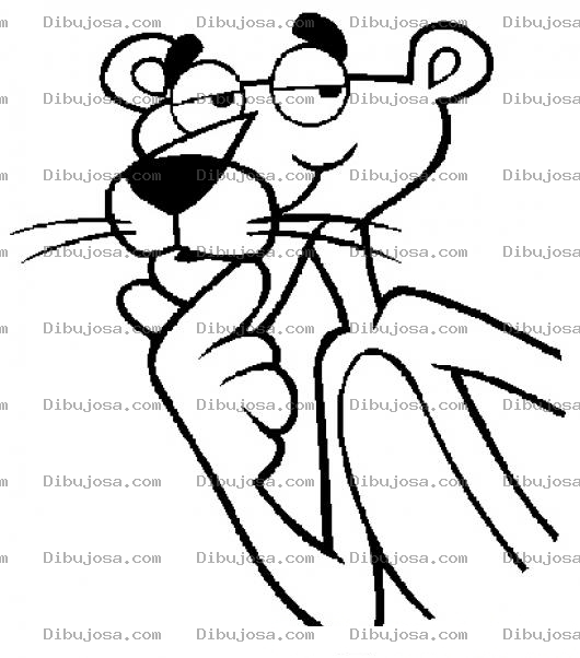 Dibujo para colorear Colorear pantera rosa con mano en barbilla