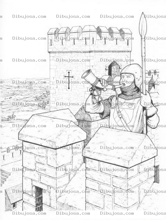 Dibujo para colorear Castillo Medieval para pintar