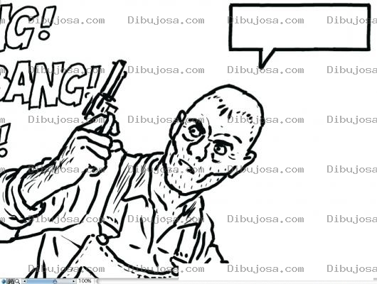 Dibujo para colorear Dibujo De Ladron Con Pistola Para Pintar Y Colorear Arriba Las Manos