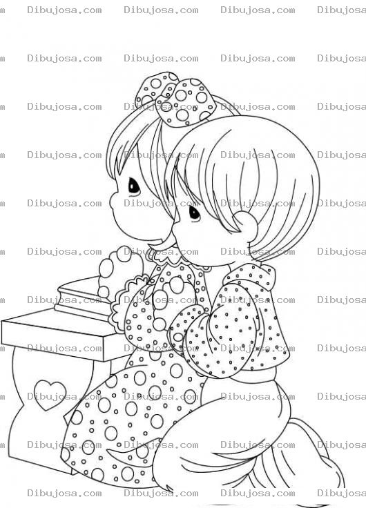 Dibujo para colorear Dibujo De Ninos Rezando De Precious Moments Para Pintar Y Colorear