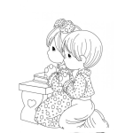 Dibujo para colorear Dibujo De Ninos Rezando De Precious Moments Para Pintar Y Colorear