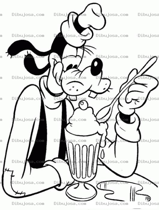 Dibujo para colorear Goody Comiendo Helado En Una Copa Para Pintar Y Colorear