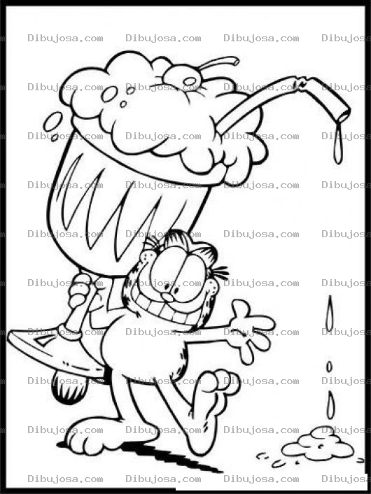 Dibujo para colorear Dibujo De Gardield Con Un Milkshake Malteada Gigante Para Pintar Y Colorear