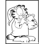 Dibujo para colorear Dibujo De Garfield En Pijama Con Su Osito Para Dormir