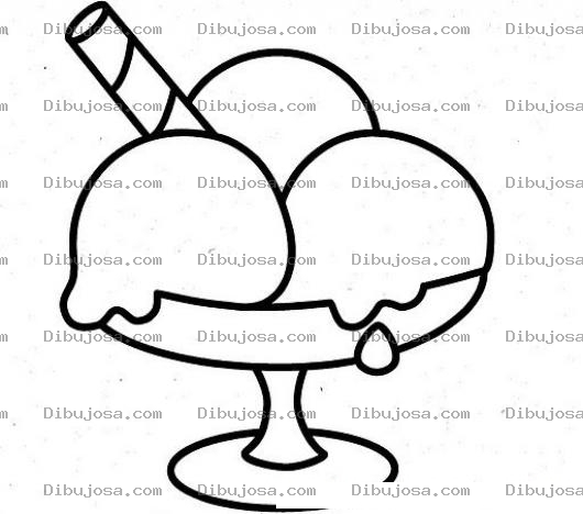 Dibujo para colorear Dibujo De Helado De 3 Bolas Para Pintar Y Colorear