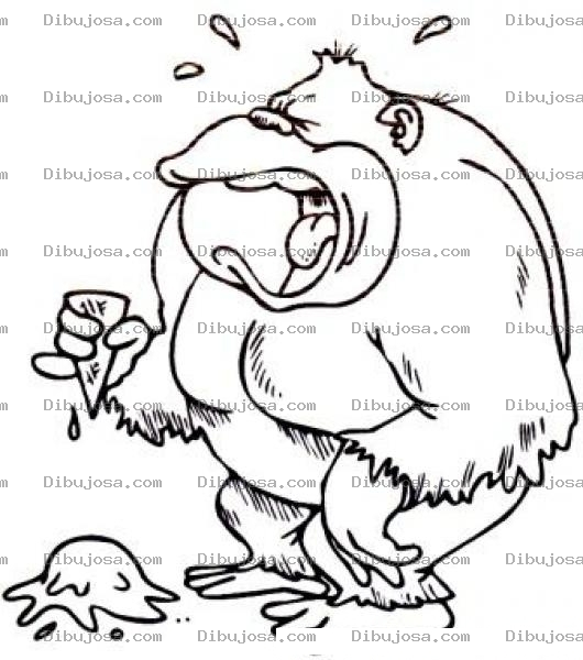 Dibujo para colorear Dibujo De Gorila Llorando Porque Se Le Cayo Su Helado Para Pintar Y Colorear Helado Derramado De Mono Que Boto Su Helado