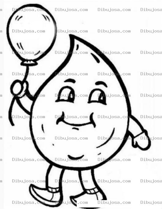 Dibujo para colorear Dibujo De Gotita De Agua Con Un Globito Para Pintar Y Colorear