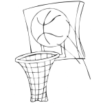 Dibujo para colorear Dibujo De Tablero De Basketball Con Canasta Red Y Pelota Para Colorear Y Pintar