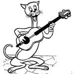Dibujo para colorear Dibujo De Gato Con Guitarra Para Pintar Y Colorear