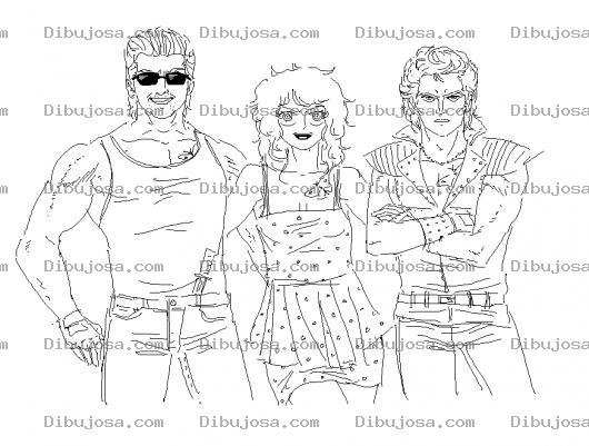 Dibujo para colorear Dibujo De 3 Amigos Rockeros Dos Hombres Y Una Mujer Para Pintar Y Colorear