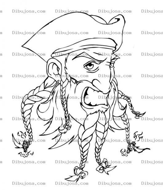 Dibujo para colorear Dibujo De Pirata Con Trenzas Para Pintar Y Colorear