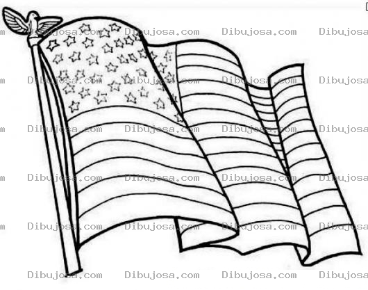 Dibujo para colorear Bandera De Estados Unidos Para Colorear Gratis Pintar E Imprimir