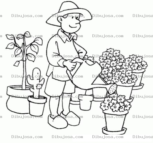 Dibujo para colorear Jardinero Para Pintar Y Colorear Dibujos De Jardineros