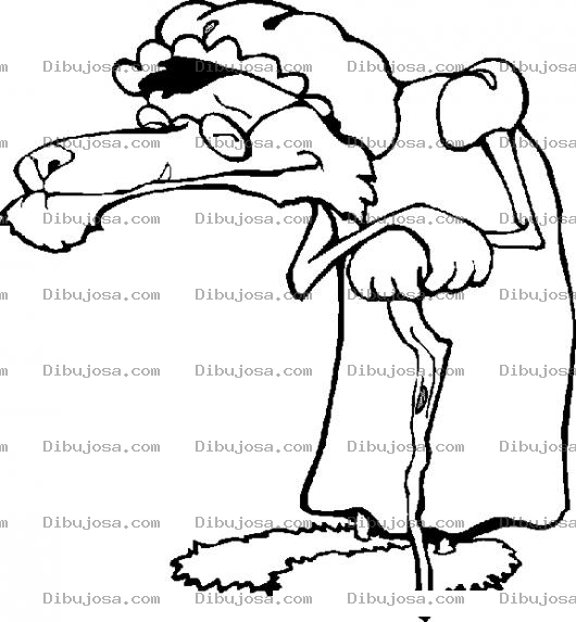 Dibujo para colorear Dibujo Del Lobo De Caperucita Roja Vestido De Abuelita Para Pintar Y Colorear