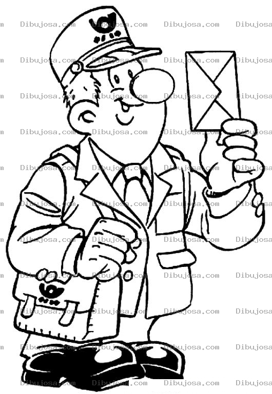 Dibujo para colorear Dibujo De Cartero Trabajando Entregando Cartas Para Pintar Y Colorear