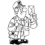 Dibujo para colorear Dibujo De Cartero Trabajando Entregando Cartas Para Pintar Y Colorear