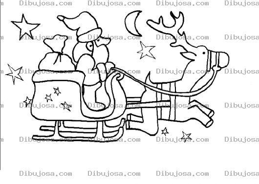 Dibujo para colorear Viejito Pascuero En Trineo Para Pintar Y Colorear