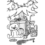 Dibujo para colorear Dibujo De Regalos Y Juguetes Al Pie Del Arbol De Navidad Para Colorear Y Pintar Gratis