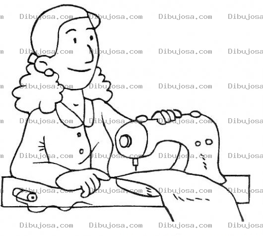 Dibujo para colorear Dibujo De Mujer Cociendo Ropa Con Maquina De Coser Singer Para Pintar Y Colorear