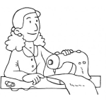 Dibujo para colorear Dibujo De Mujer Cociendo Ropa Con Maquina De Coser Singer Para Pintar Y Colorear