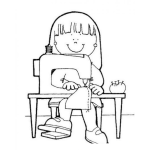 Dibujo para colorear Nina Con Maquina De Coser Para Pintar Y Colorear