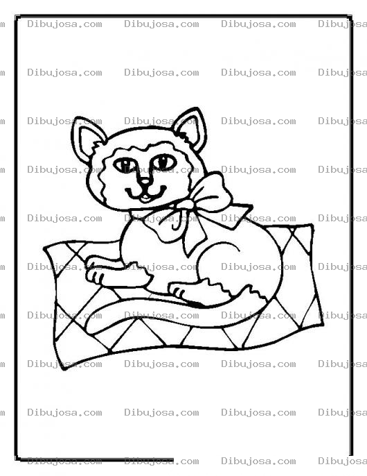 Dibujo para colorear colorear gato en alfombra