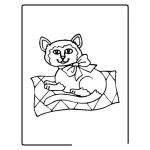 Dibujo para colorear colorear gato en alfombra
