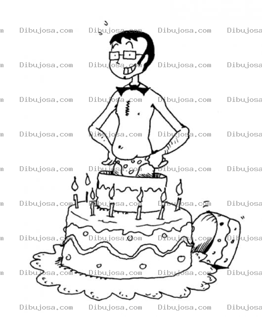 Dibujo para colorear Dibujo De Striper Saliendo De Un Pastel De Despedida De Soltera Para Pintar Y Colorear