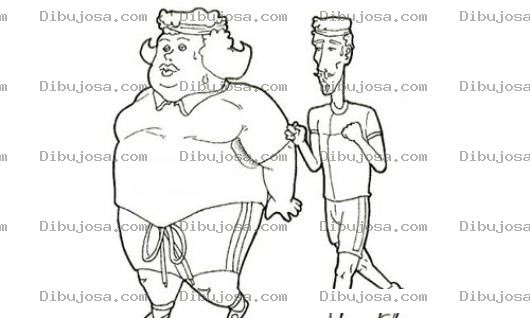 Dibujo para colorear Dibujo De La Gorda Y El Flaco Corriendo Trotando Sudando Y Haciendo Ejercicios Juntos