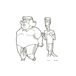 Dibujo para colorear Dibujo De La Gorda Y El Flaco Corriendo Trotando Sudando Y Haciendo Ejercicios Juntos