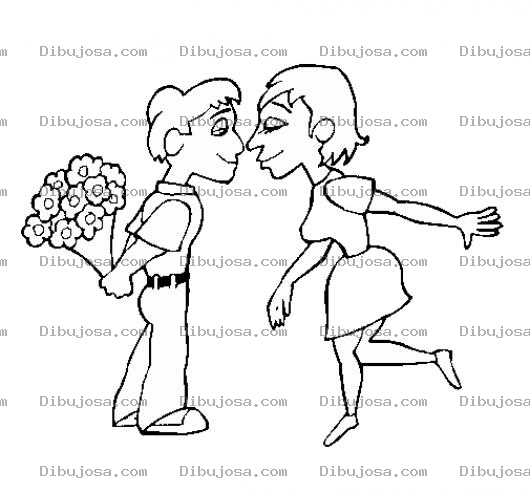 Dibujo para colorear Dibujo De Novio Con Flores Para Su Novia Para Pintar Y Colorear