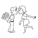 Dibujo para colorear Dibujo De Novio Con Flores Para Su Novia Para Pintar Y Colorear