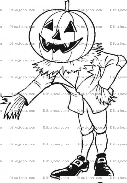 Dibujo para colorear Hombre Con Cara De Calabaza Para Pintar Y Colorear Disfraz De Calabaza