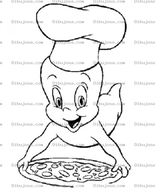 Dibujo para colorear Dibujo De Gasparin Con Pizza Para Pintar Y Colorear A Casper