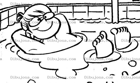 Dibujo para colorear Dibujo De Nino Nadador Flotando En El Agua Para Pintar Y Colorear