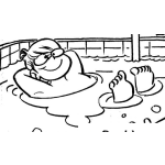 Dibujo para colorear Dibujo De Nino Nadador Flotando En El Agua Para Pintar Y Colorear