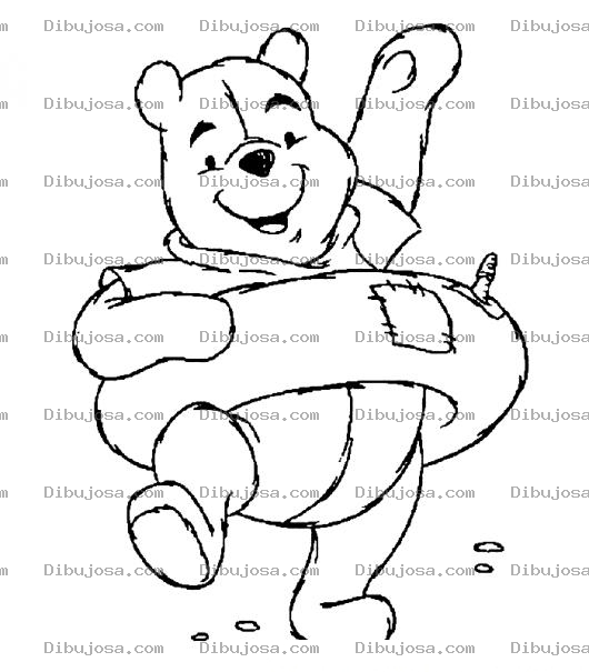 Dibujo para colorear Winnie Pooh Con Flotador Para Pintar Y Colorear A Winni De Pu Con Un Salvavidas De Tubo De Llanta De Neumatico