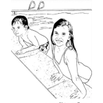 Dibujo para colorear Dibujo De Dos Ninos En Una Piscina Para Pintar Y Colorear