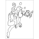 Dibujo para colorear Dibujo De Nina Nadando Abajo Del Agua Para Pintar Y Colorear Nina Sumergida En El Mar Frente A Un Pecesito