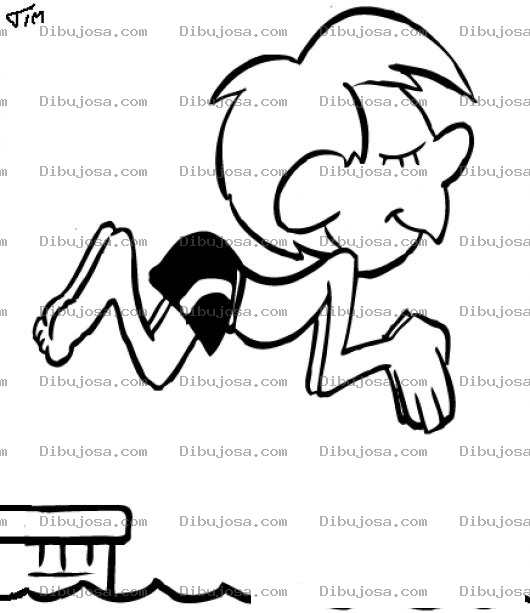 Dibujo para colorear Dibujo De Un Nino Tirandose Un Clavado Al Agua Para Pintar Y Colorear