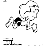 Dibujo para colorear Dibujo De Un Nino Tirandose Un Clavado Al Agua Para Pintar Y Colorear