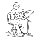 Dibujo para colorear Dibujo De Arquitecto Dibujante Atado Y Esclavizado Al Trabajo Para Pintar Y Colorear Workholic Coloring Page
