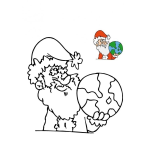 Dibujo para colorear Dibujo De Santa Claus Con El Mundo En La Mano Para Pintar Y Colorear