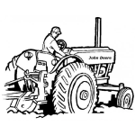 Dibujo para colorear Dibujo De Tractorista Romplogeando Con Un Tractor John Deere Para Pintar Y Colorear