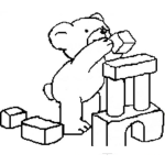 Dibujo para colorear Dibujo De Osito Jugando Con Trocitos Construyendo Un Castillo Para Pintar Y Colorear