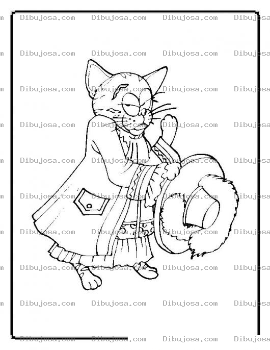 Dibujo para colorear colorear gata con sombrero