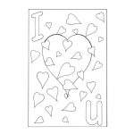 Dibujo para colorear Tarjeta De I LOVE YOU Para Pintar Y Colorear Con Muchos Corazones Y Un Corazon Gigante En Medio